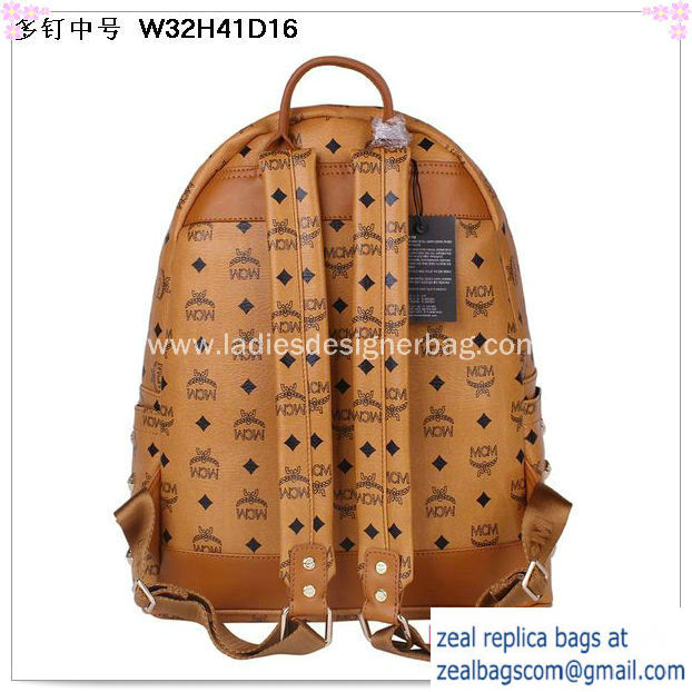 High Quality Replica MCM Medium Stark Front Studs Backpack MC4238 Wheat - Click Image to Close